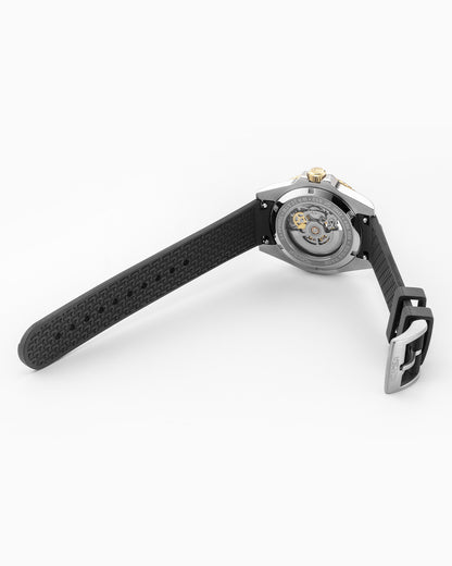 Premier Skeleton 42 mm Automatic Three-Hand Black Dial Two-Tone Steel and Rubber Bracelet Set Sapphire glass Stainless Steel swiss watch