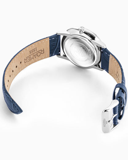 Valais Gents Interchangeable Box Set 42mm Quartz Three-Hand Date Blue Dial Blue Leather Strap Sapphire glass Stainless Steel swiss watch