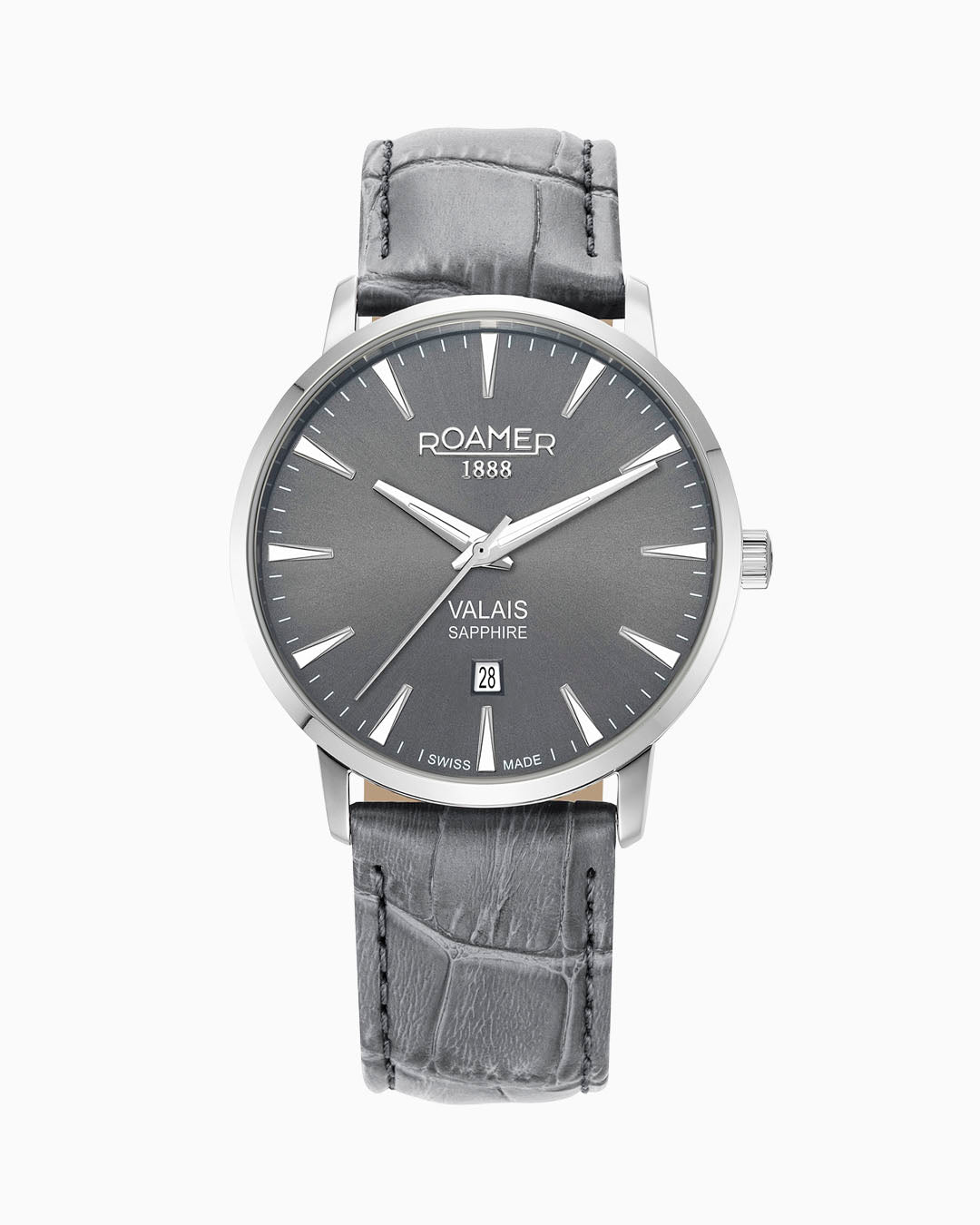 Valais Gents Interchangeable Box Set 42mm Quartz Three-Hand Date Black Leather Strap Sapphire glass Stainless Steel swiss watch