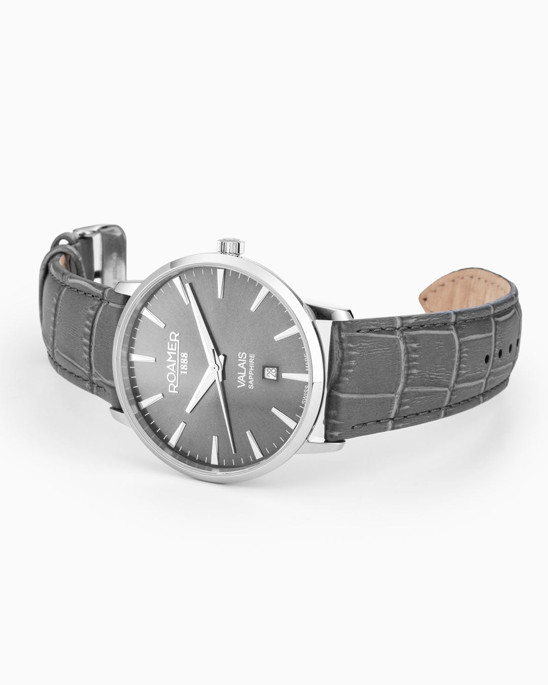 Valais Gents Interchangeable Box Set 42mm Quartz Three-Hand Date Black Leather Strap Sapphire glass Stainless Steel swiss watch