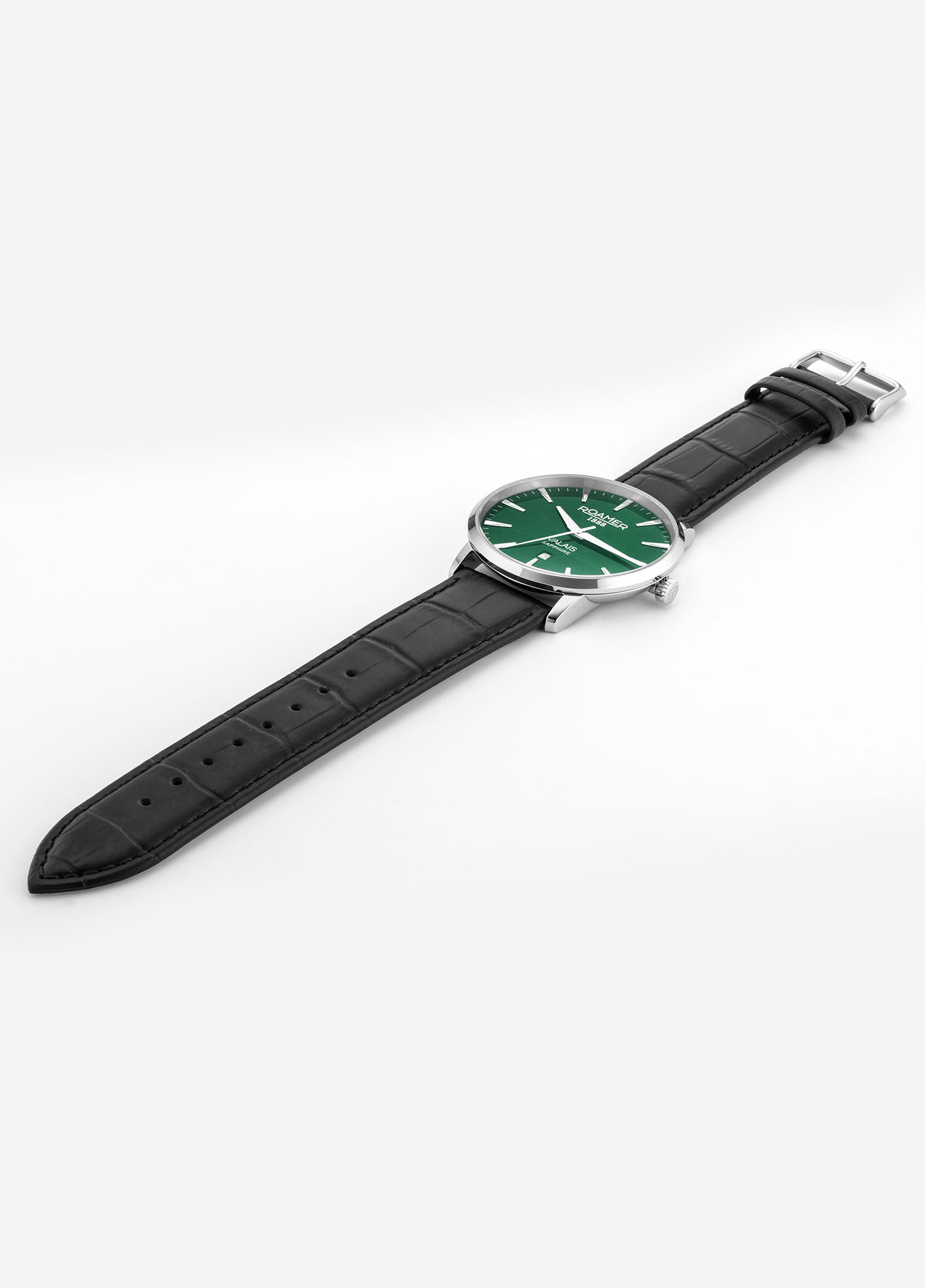 Valais Gents Interchangeable Box Set 42mm Quartz Three-Hand Date Green Leather Strap Sapphire glass Stainless Steel swiss watch
