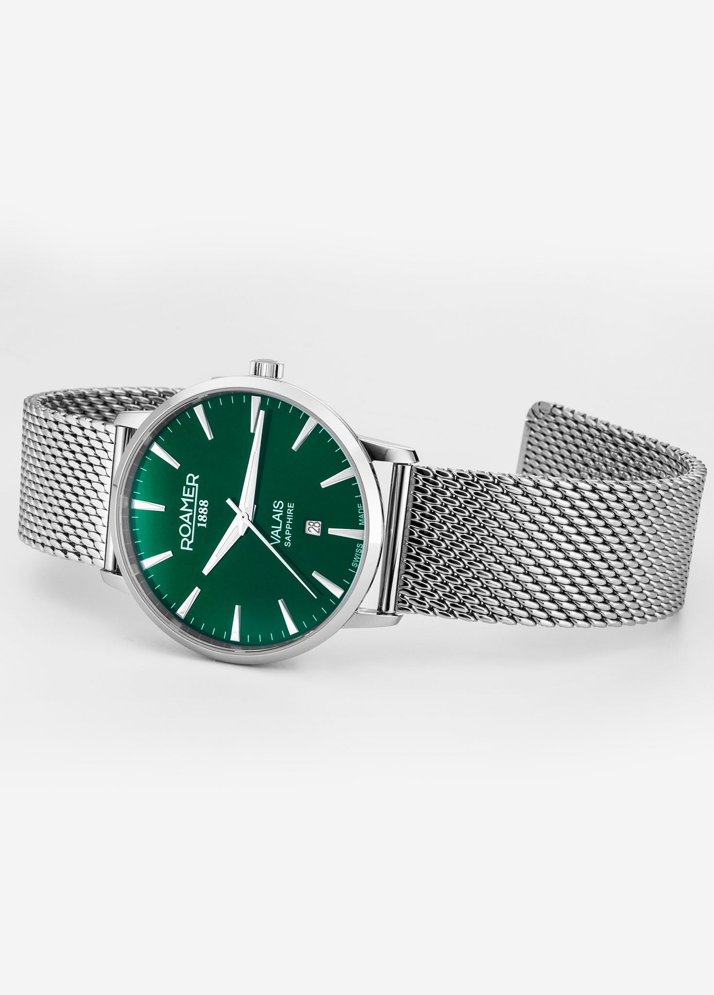 Valais Gents Interchangeable Box Set 42mm Quartz Three-Hand Date Green Leather Strap Sapphire glass Stainless Steel swiss watch