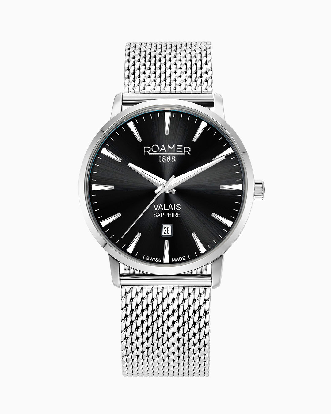 Valais Gents Interchangeable Box Set 42mm Quartz Three-Hand Date Black Leather Strap Sapphire glass Stainless Steel swiss watch