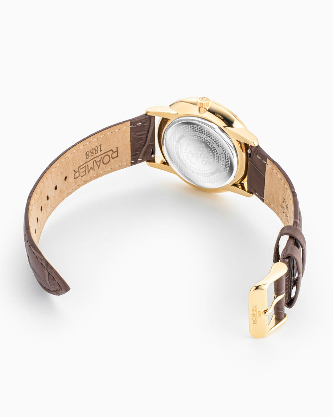 Valais Gents Interchangeable Box Set 42mm Quartz Three-Hand Date Champagne Dial  Brown Leather Strap and Milanaise Gold Bracelet Tone Sapphire glass Stainless Steel swiss watch
