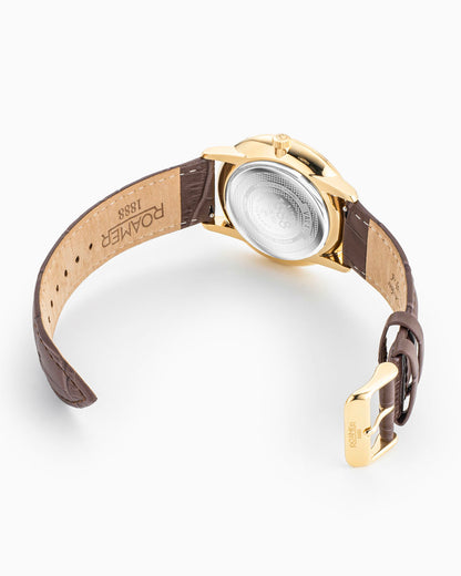 Valais Gents Interchangeable Box Set 42mm Quartz Three-Hand Date Champagne Dial  Brown Leather Strap and Milanaise Gold Bracelet Tone Sapphire glass Stainless Steel swiss watch