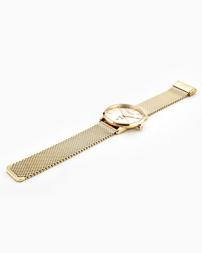 Valais Gents Interchangeable Box Set 42mm Quartz Three-Hand Date Champagne Dial  Brown Leather Strap and Milanaise Gold Bracelet Tone Sapphire glass Stainless Steel swiss watch