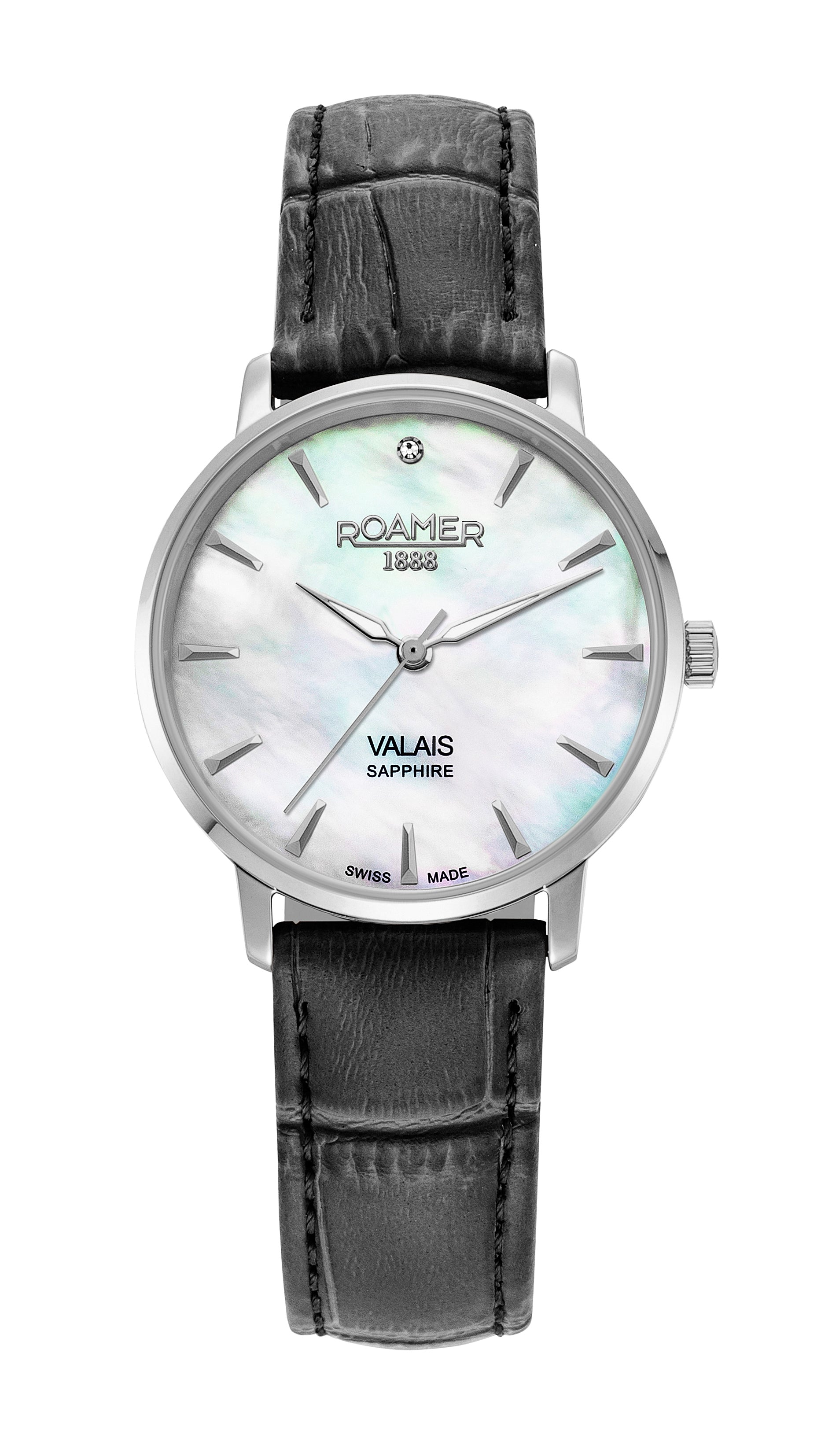 Valais Ladies Interchangeable Box Set 32mm Quartz Three-Hand Date Black Leather Strap Sapphire glass Stainless Steel swiss watch