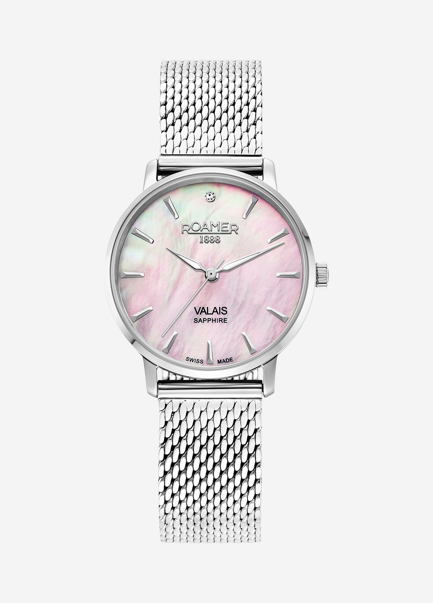 Valais Ladies Interchangeable Box Set 32mm Quartz Three-Hand Date Rose Mop Dial Black Leather Strap Sapphire glass Stainless Steel swiss watch