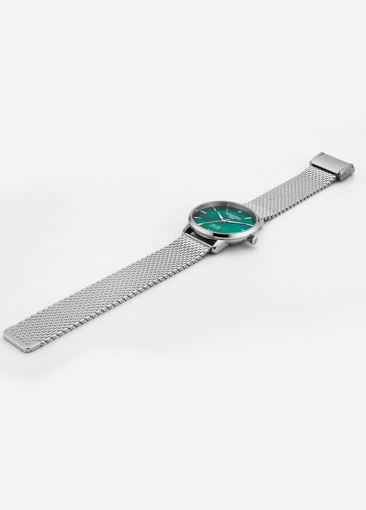 Valais Ladies Interchangeable Box Set 32mm Quartz Three-Hand Date Green Mop Dial Black Leather Strap Sapphire glass Stainless Steel swiss watch