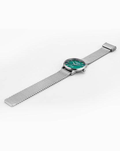 Valais Ladies Interchangeable Box Set 32mm Quartz Three-Hand Date Green Mop Dial Black Leather Strap Sapphire glass Stainless Steel swiss watch