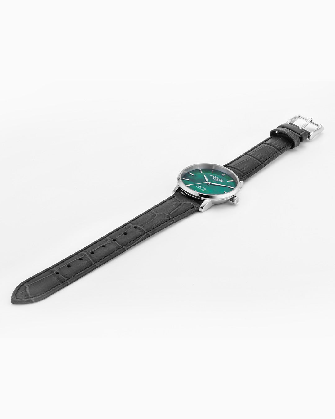 Valais Ladies Interchangeable Box Set 32mm Quartz Three-Hand Date Green Mop Dial Black Leather Strap Sapphire glass Stainless Steel swiss watch