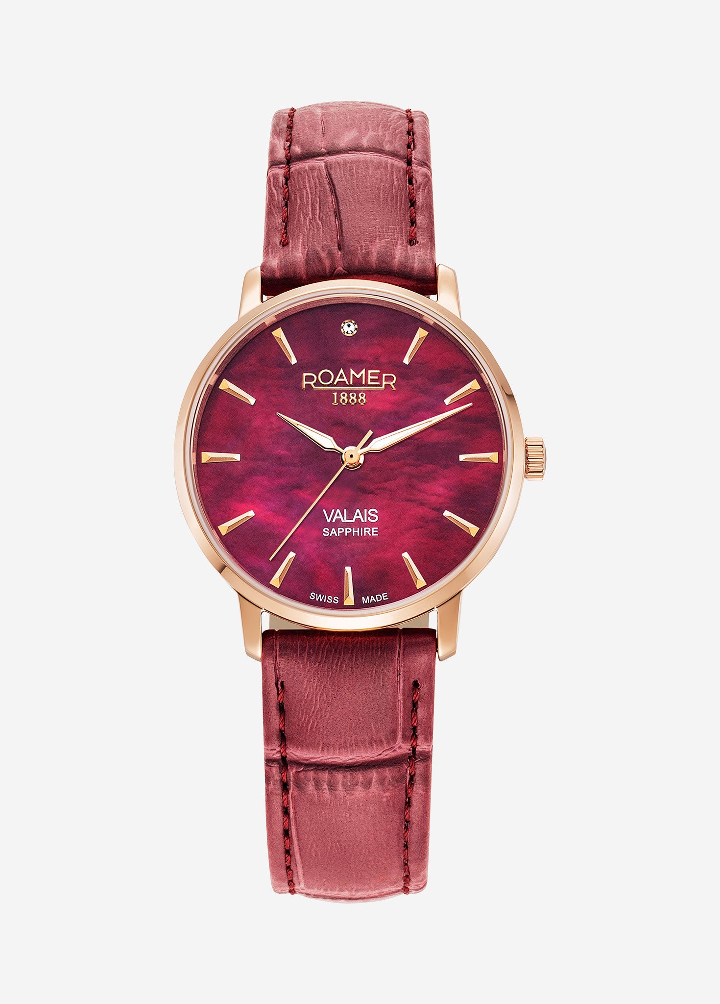 Valais Ladies Interchangeable Box Set 32mm Quartz Three-Hand Date red Leather Strap Sapphire glass Stainless Steel swiss watch