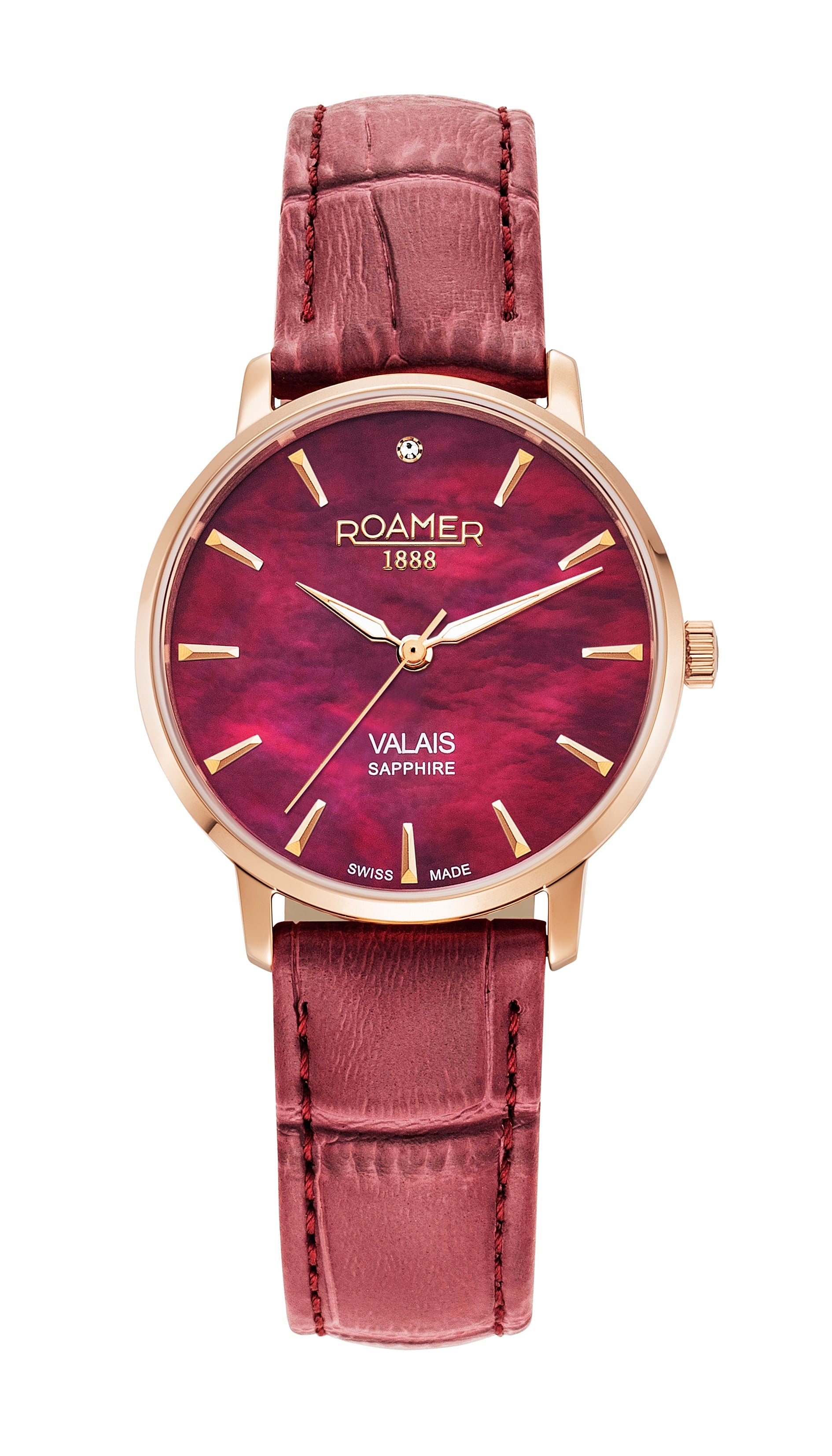 Valais Ladies Interchangeable Box Set 32mm Quartz Three-Hand Date red Leather Strap Sapphire glass Stainless Steel swiss watch