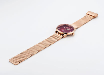Valais Ladies Interchangeable Box Set 32mm Quartz Three-Hand Date red Leather Strap Sapphire glass Stainless Steel swiss watch