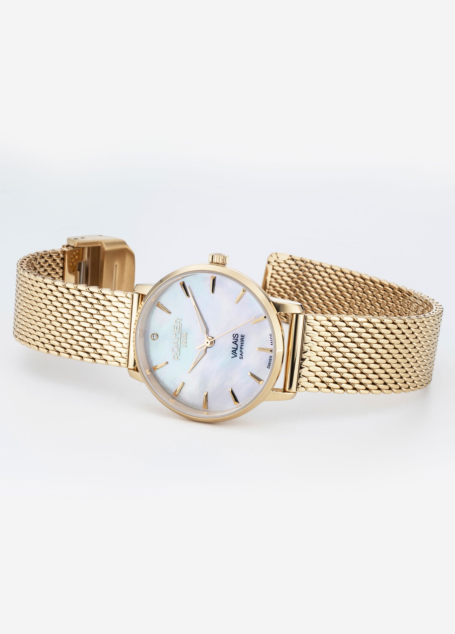 Valais Ladies Interchangeable Box Set 32mm Quartz Three-Hand Date White Mop Dial Brown Leather Strap Sapphire glass Stainless Steel swiss watch