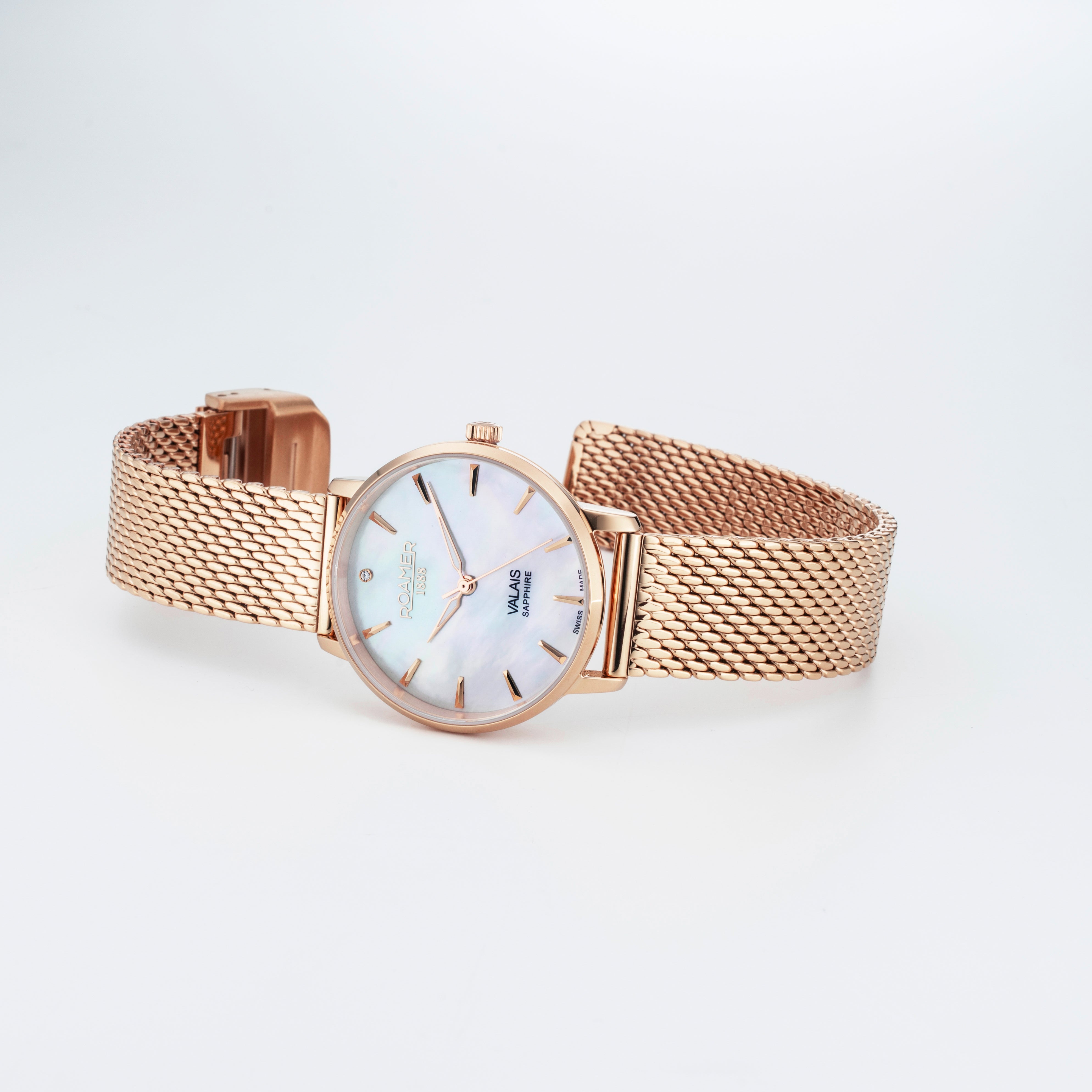 Valais Ladies Interchangeable Box Set 32mm Quartz Three-Hand Date Brown Leather Strap Sapphire glass Stainless Steel swiss watch