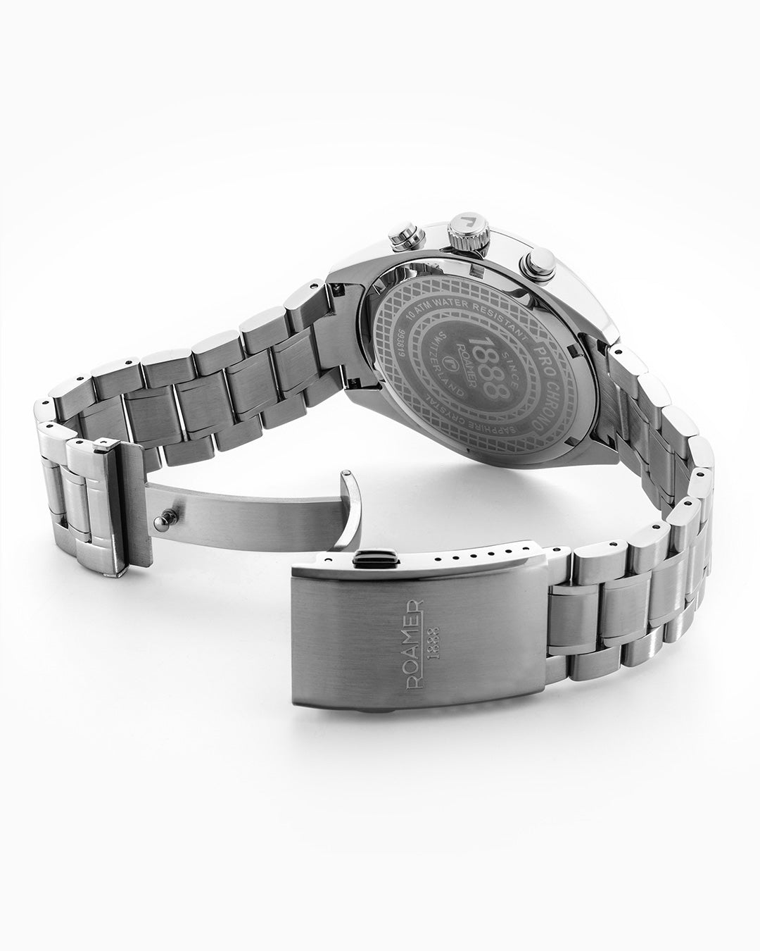 Pro Chrono 42mm Quartz Chronograph Date Black Sunray Dial Silver Bracelet Sapphire glass Stainless Steel swiss watch