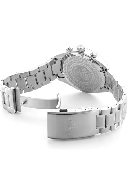 Pro Chrono 42mm Quartz Chronograph Date Black Sunray Dial Silver Bracelet Sapphire glass Stainless Steel swiss watch