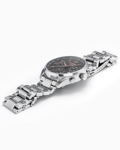 Pro Chrono 42mm Quartz Chronograph Date Grey Sunray Dial Silver Bracelet Sapphire glass Stainless Steel swiss watch