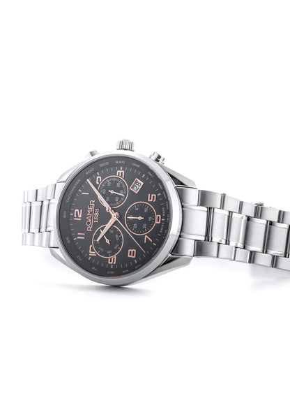 Pro Chrono 42mm Quartz Chronograph Date Grey Sunray Dial Silver Bracelet Sapphire glass Stainless Steel swiss watch