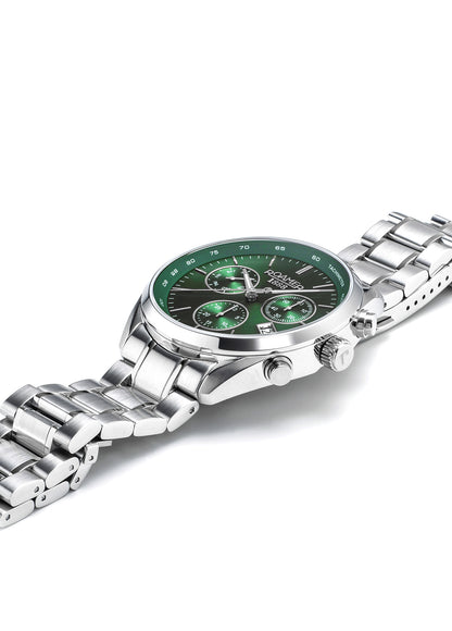 Pro Chrono 42mm Quartz Chronograph Date Green Sunray Dial Silver Bracelet Sapphire glass Stainless Steel swiss watch
