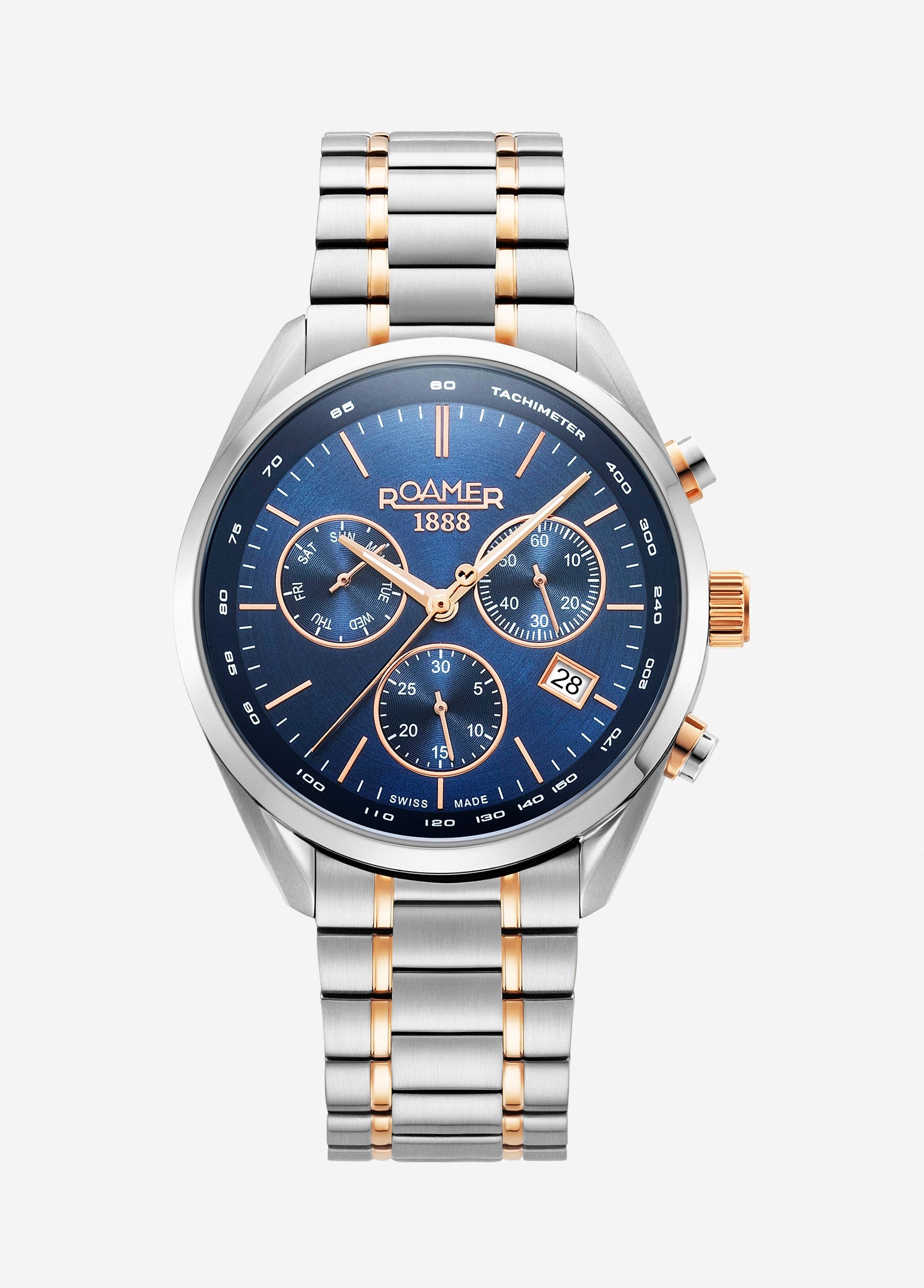Pro Chrono 42mm Quartz Chronograph Date Blue Sunray Dial Two-Tone Bracelet Sapphire glass Stainless Steel swiss watch
