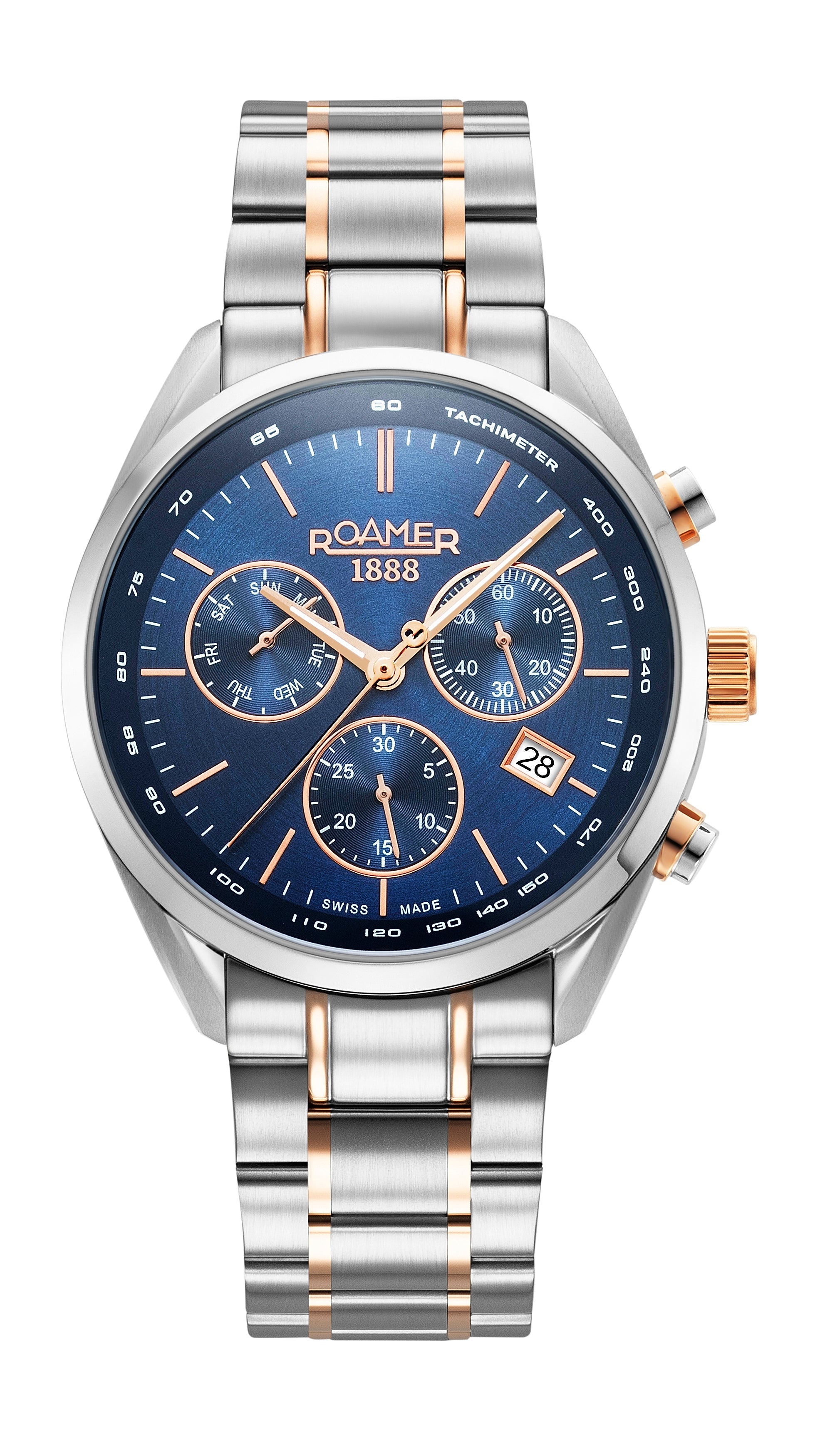 Pro Chrono 42mm Quartz Chronograph Date Blue Sunray Dial Two-Tone Bracelet Sapphire glass Stainless Steel swiss watch