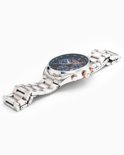 Pro Chrono 42mm Quartz Chronograph Date Blue Sunray Dial Two-Tone Bracelet Sapphire glass Stainless Steel swiss watch