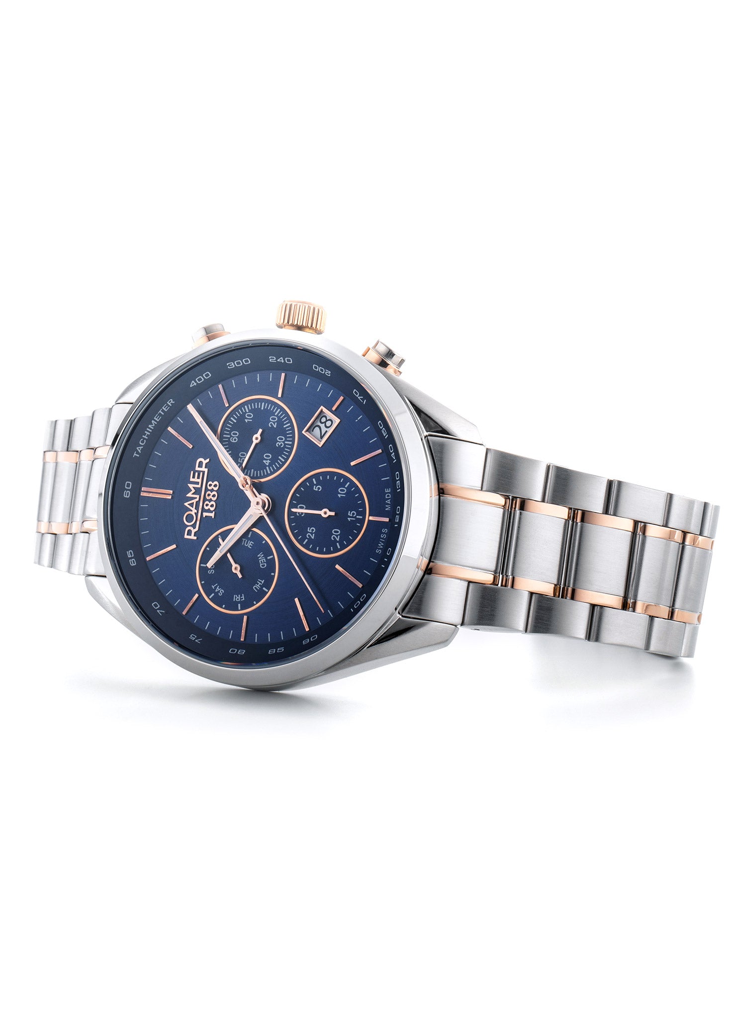Pro Chrono 42mm Quartz Chronograph Date Blue Sunray Dial Two-Tone Bracelet Sapphire glass Stainless Steel swiss watch