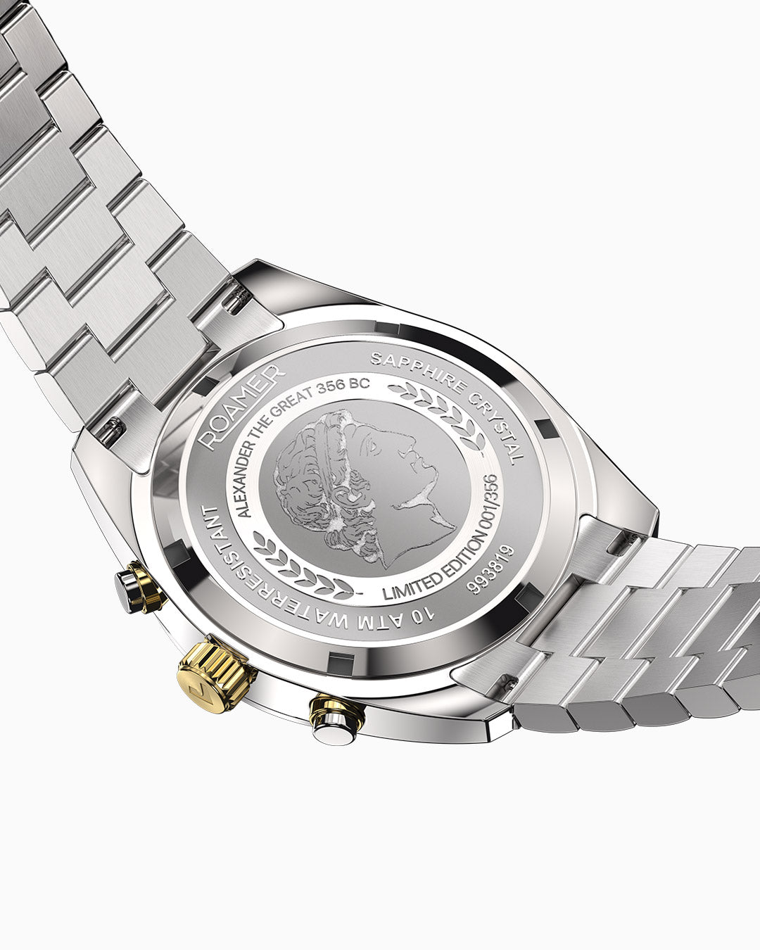 Pro Chrono 42mm Alexander The Great Edition Quartz Chronograph Date Black Dial Two-Tone Bracelet Leather Strap Sapphire Glass Stainless Steel Swiss Watch