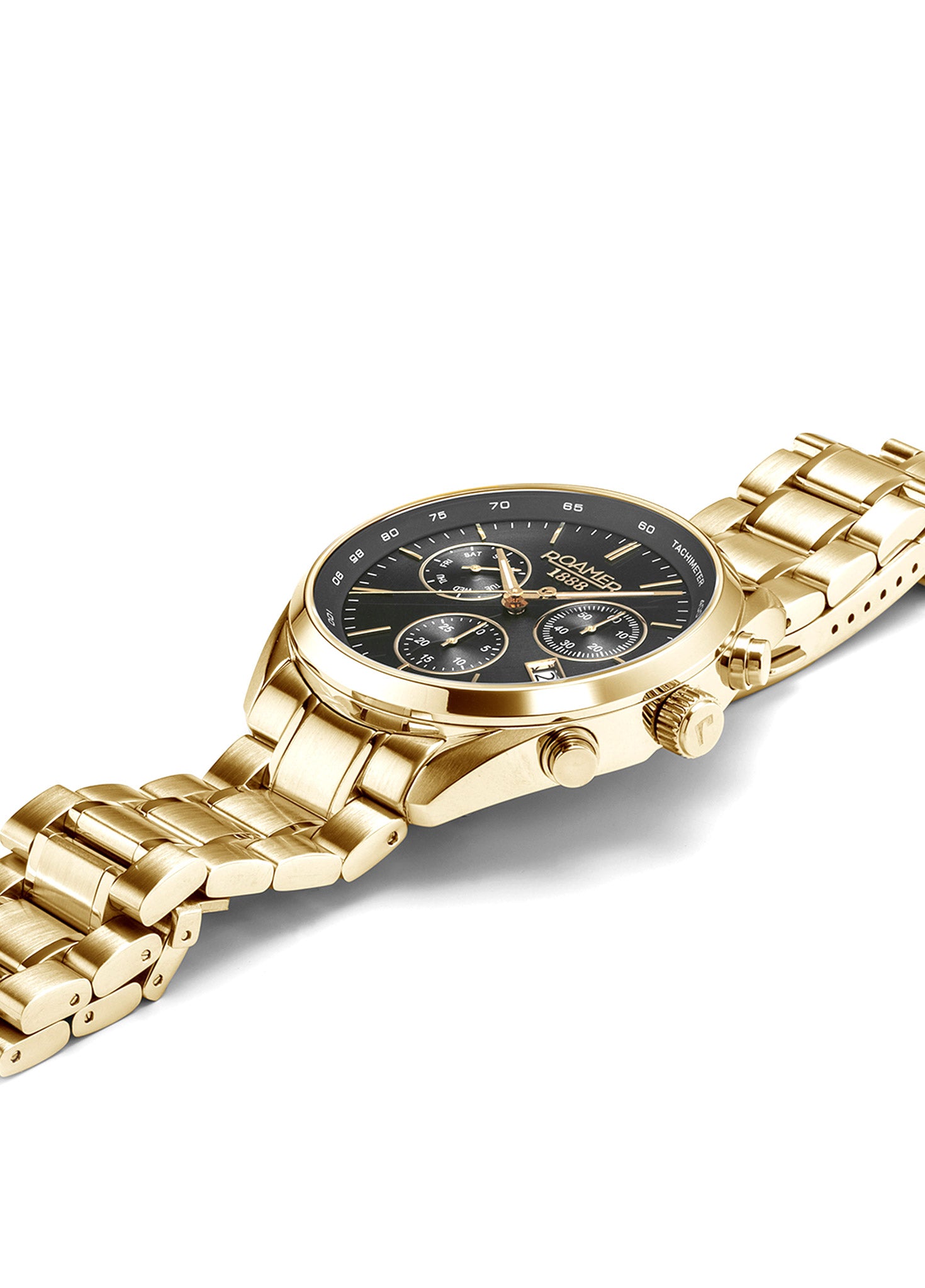 Pro Chrono 42mm Quartz Chronograph Date Gold Bracelet Sapphire glass Stainless Steel swiss watch