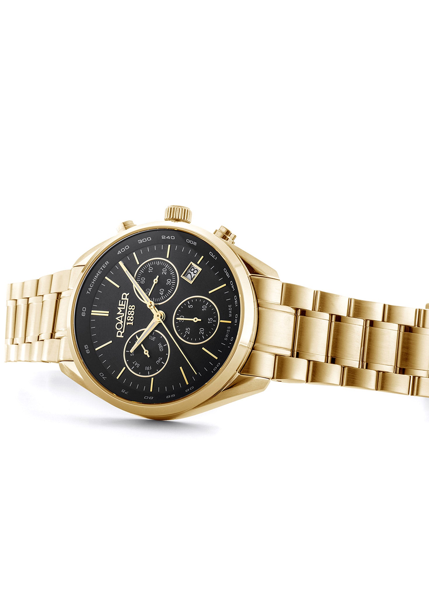 Pro Chrono 42mm Quartz Chronograph Date Gold Bracelet Sapphire glass Stainless Steel swiss watch