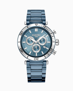Toscana 43mm Chronograph Date Blue Dial Blue Silver Tone Bracelet Sapphire glass Stainless Steel swiss watch