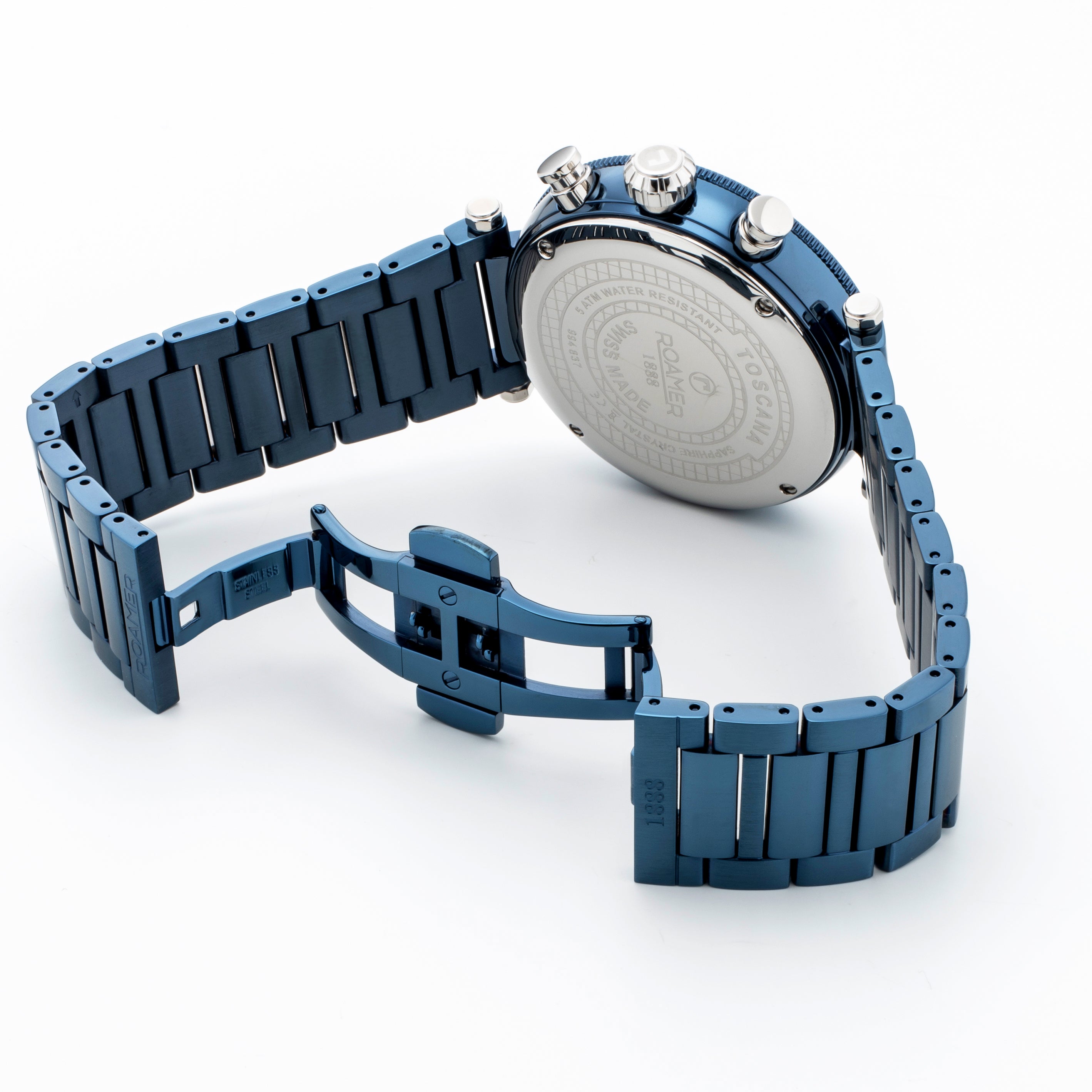 Toscana 43mm Chronograph Date Blue Dial Blue Silver Tone Bracelet Sapphire glass Stainless Steel swiss watch