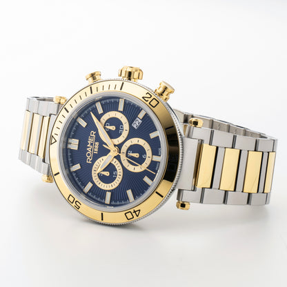 Toscana 43mm Chronograph Date Blue Dial Gold-Silver Tone Bracelet Sapphire glass Stainless Steel swiss watch