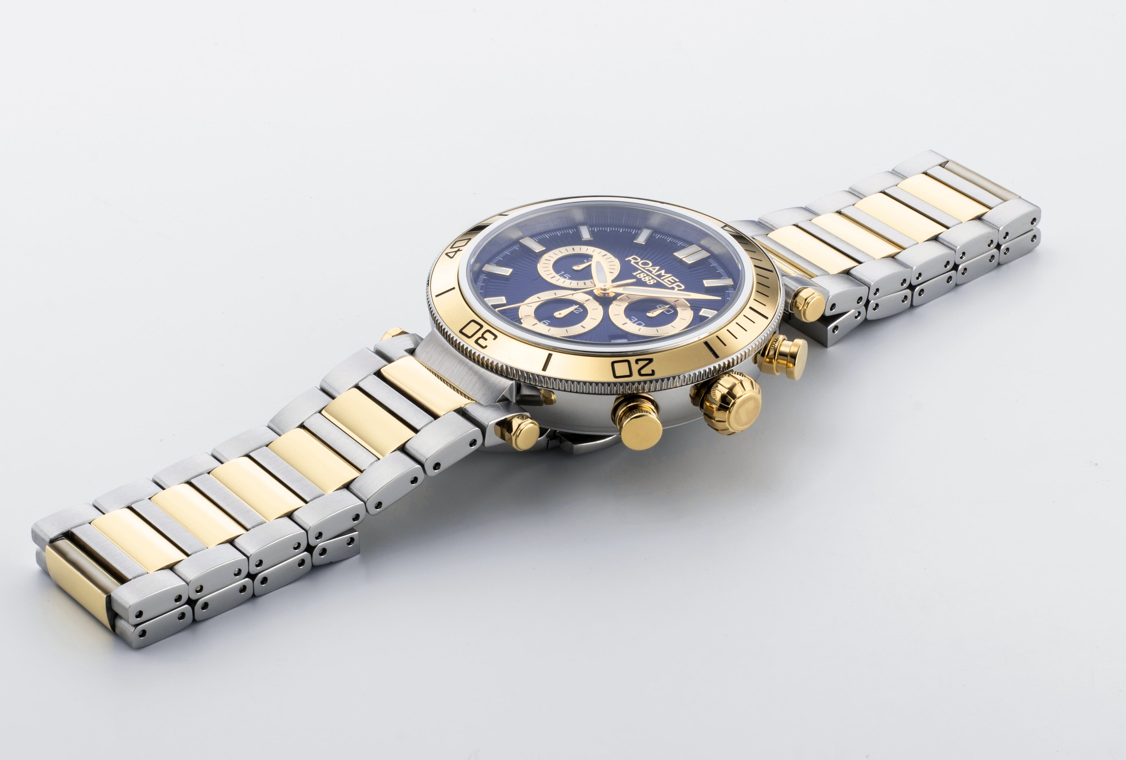 Toscana 43mm Chronograph Date Blue Dial Gold-Silver Tone Bracelet Sapphire glass Stainless Steel swiss watch