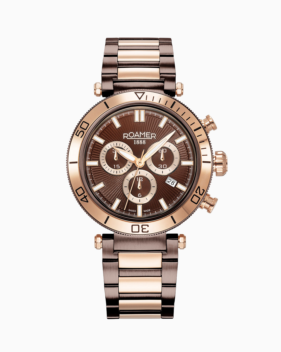 Toscana 43mm Chronograph Date Brown Dial Brown Rosegold Tone Bracelet Sapphire glass Stainless Steel swiss watch