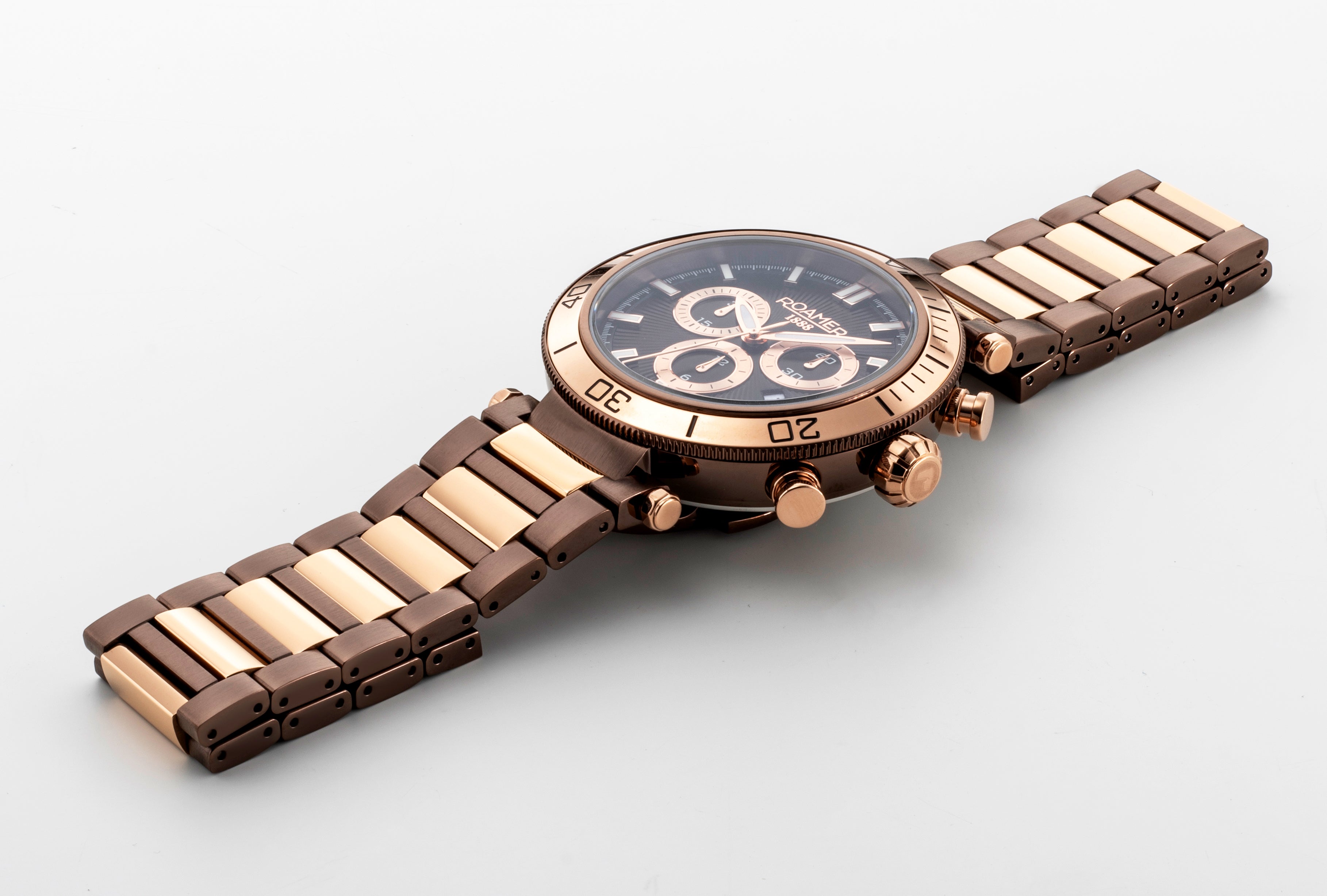Toscana 43mm Chronograph Date Brown Dial Brown Rosegold Tone Bracelet Sapphire glass Stainless Steel swiss watch
