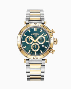 Toscana 43mm Chronograph Date Green Dial Gold-Silver Tone Bracelet Sapphire glass Stainless Steel swiss watch