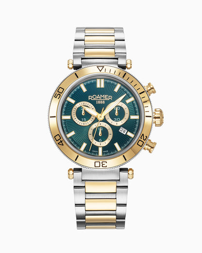 Toscana 43mm Chronograph Date Green Dial Gold-Silver Tone Bracelet Sapphire glass Stainless Steel swiss watch