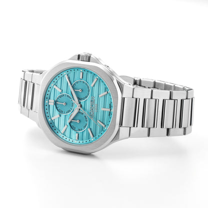 Spirit of Time 42x45mm Three-Hand LightBlue Dial Silver Tone Bracelet Sapphire glass Stainless Steel swiss watch