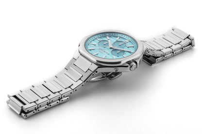 Spirit of Time 42x45mm Three-Hand LightBlue Dial Silver Tone Bracelet Sapphire glass Stainless Steel swiss watch