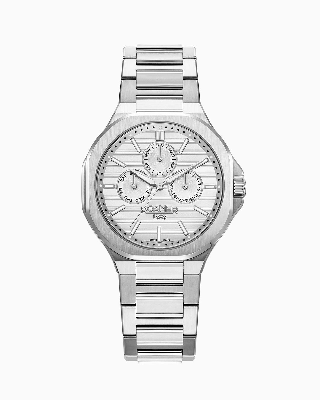 Spirit of Time 42x45mm Three-Hand Silver Dial Silver Tone Bracelet Sapphire glass Stainless Steel swiss watch