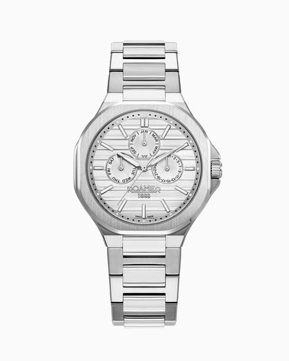 Spirit of Time 42x45mm Three-Hand Silver Dial Silver Tone Bracelet Sapphire glass Stainless Steel swiss watch