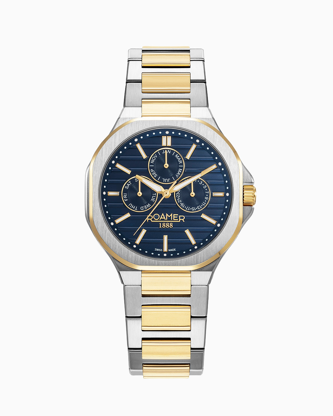 Spirit of Time 42x45mm Three-Hand Blue Dial Gold-Silver Tone Bracelet Sapphire glass Stainless Steel swiss watch