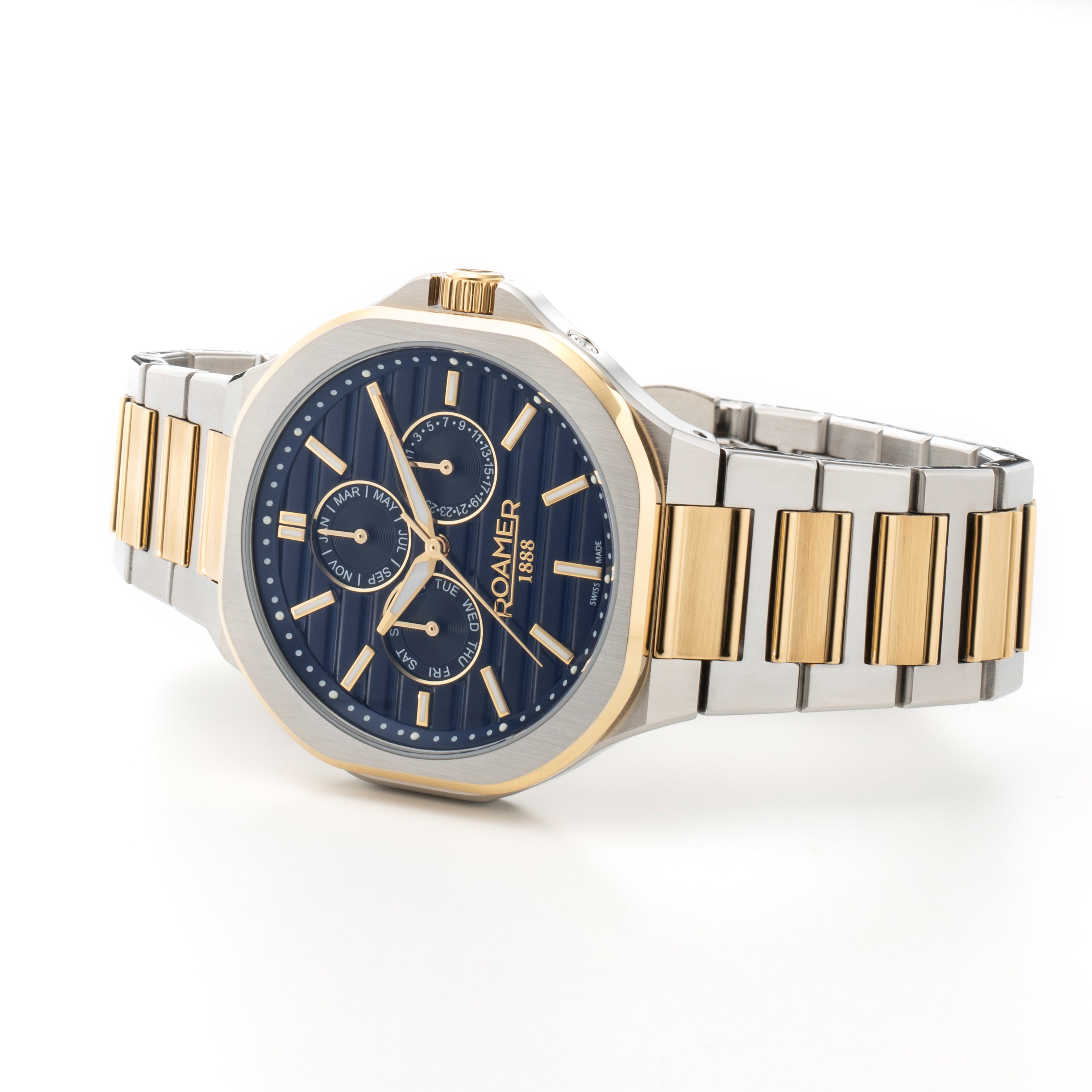 Spirit of Time 42x45mm Three-Hand Blue Dial Gold-Silver Tone Bracelet Sapphire glass Stainless Steel swiss watch
