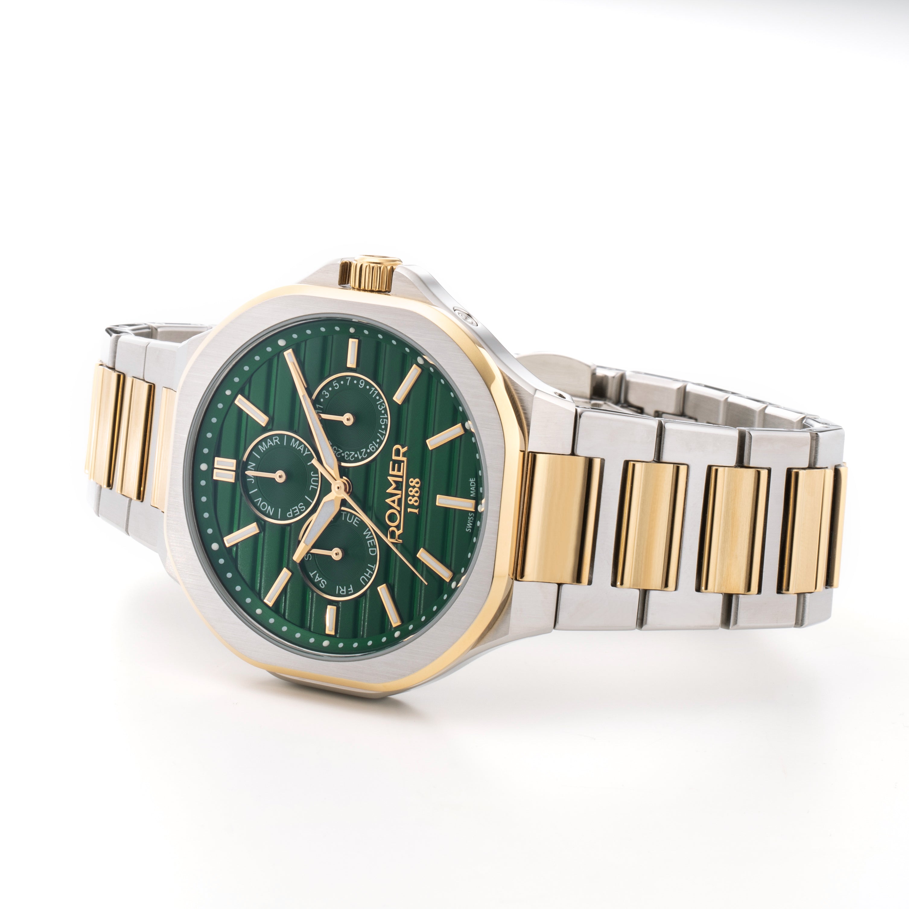 Spirit of Time 42x45mm Three-Hand Green Dial Gold-Silver Tone Bracelet Sapphire glass Stainless Steel swiss watch