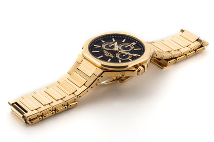 Spirit of Time 42x45mm Three-Hand Black Dial Gold Tone Bracelet Sapphire glass Stainless Steel swiss watch