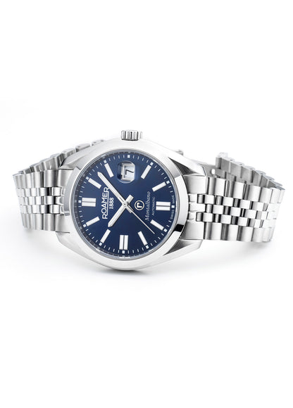 Montalbano Gents 41.5 mm Automatic Three-Hand Date Blue Sunray Dial Silver Bracelet Sapphire glass Stainless Steel swiss watch