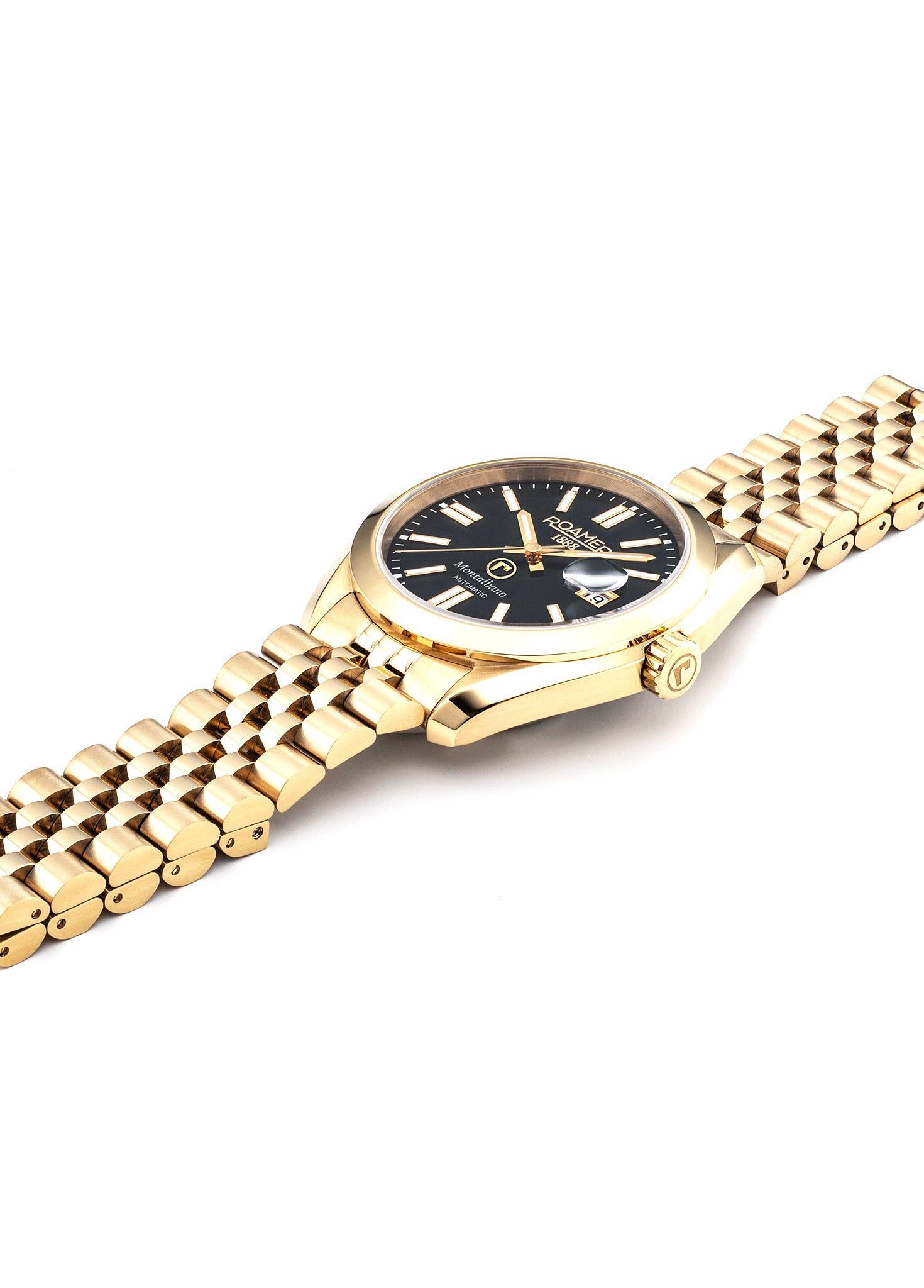 Montalbano Gents 41.5 mm Automatic Three-Hand Date Gold Bracelet Sapphire glass Stainless Steel swiss watch